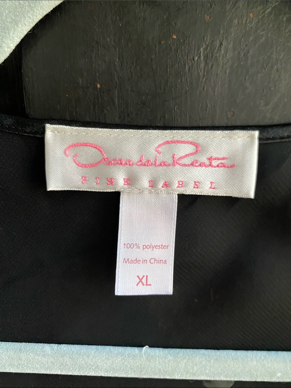 Oscar de la Renta Black Satin with Floral Lace Yoke - Picture 2 of 13